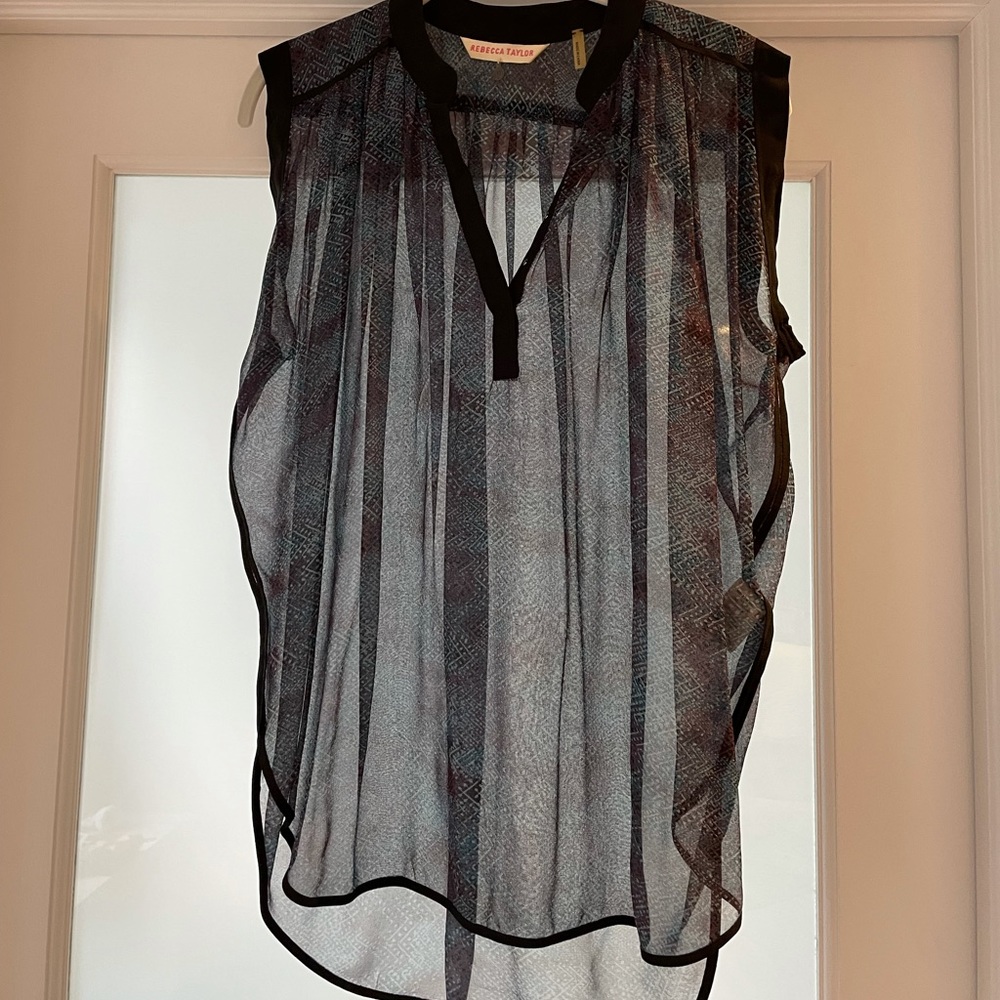Rebecca Taylor multicolored sheer blouse, size 0